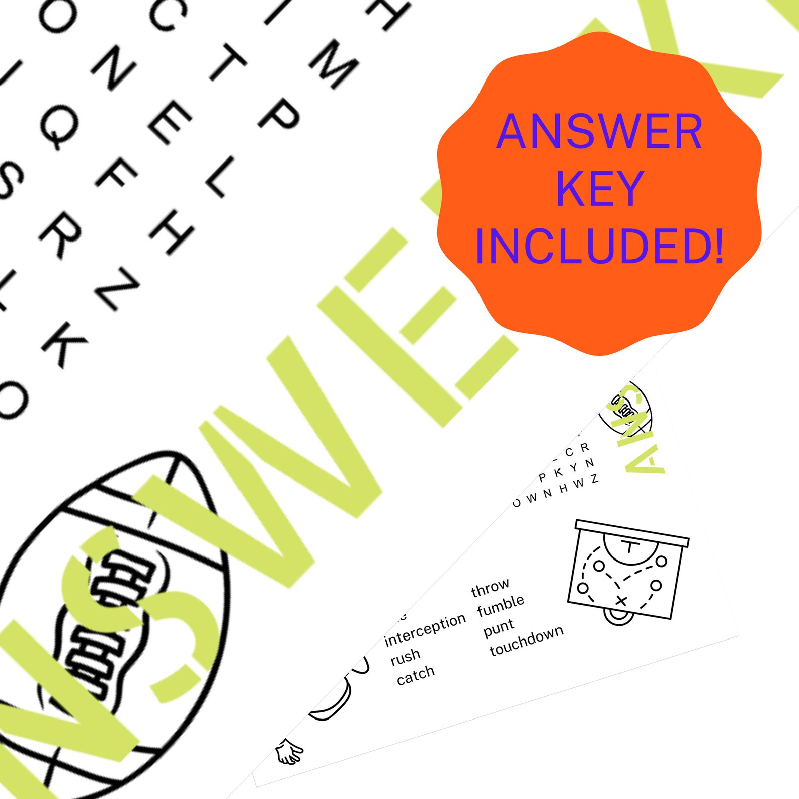 Football Word Search Printable 8 5x11 Inch Etsy