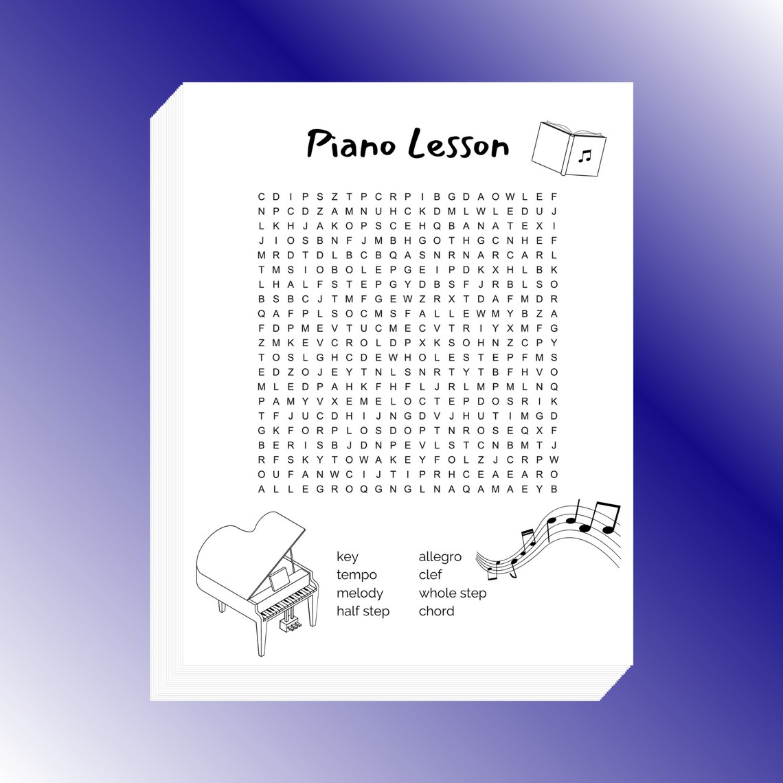 Piano Word Search Printable 8.5x11 Inch - Etsy