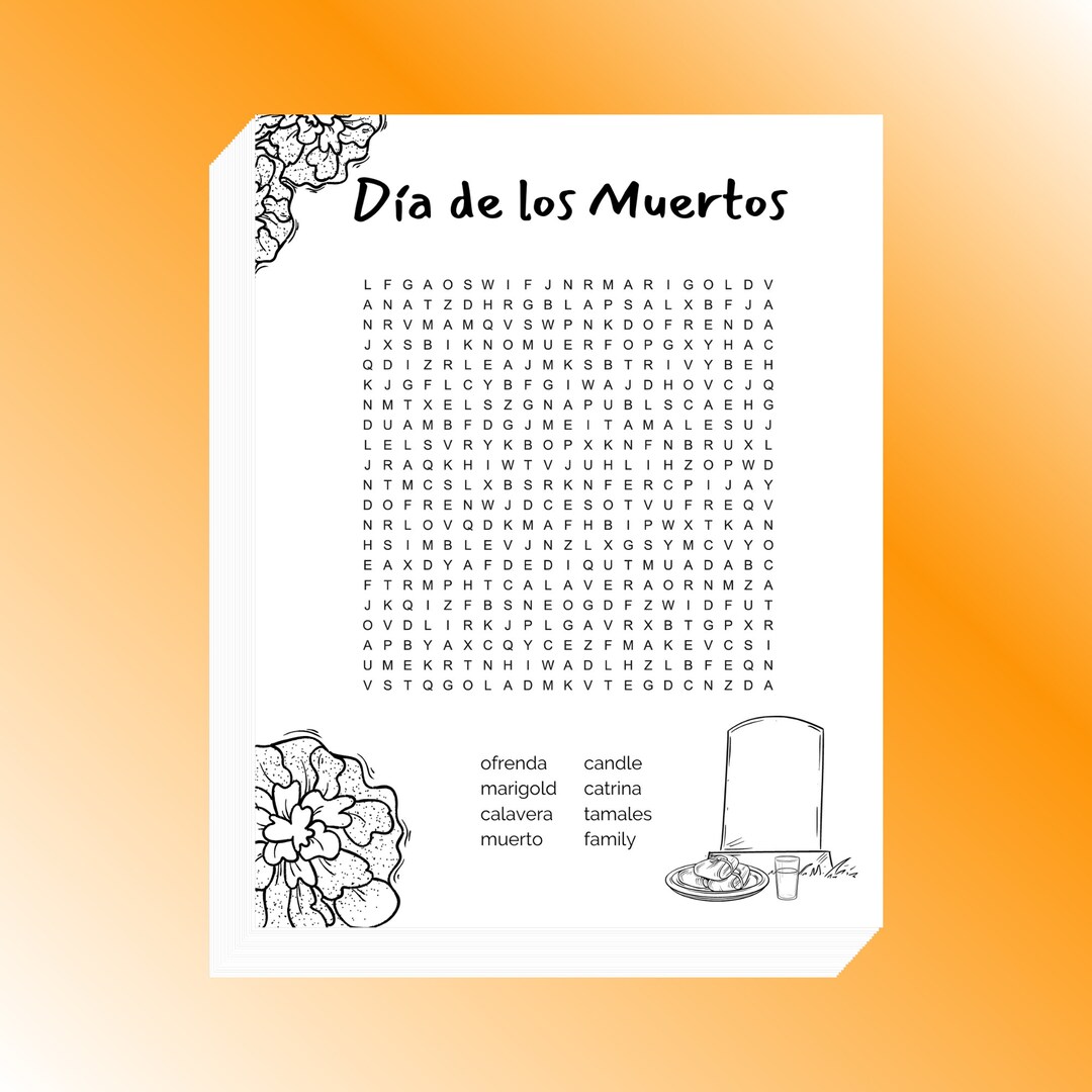 D a De Los Muertos Word Search Printable 8 5x11 Inch Etsy D a De Los Muertos Word Search Printable 8 5x11 Inch Etsy