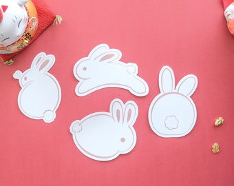 2023 Good Luck Year of the Bunny Rabbit Waterproof Vinyl Stickers (Set of 4) - laptop stickers, water bottle stickers, adobe pet stickers