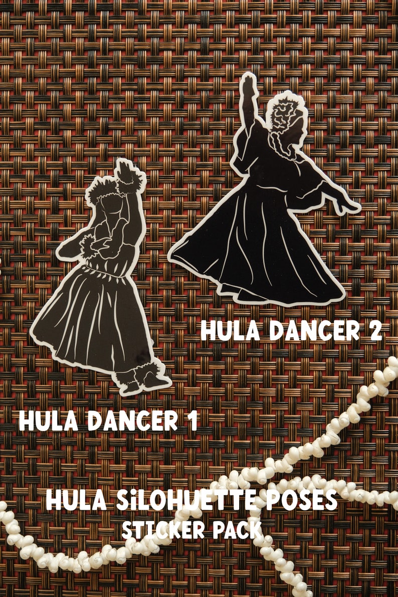 Hula Silhouette Poses Sticker Pack #3 (4 Sticker Set: 2 Styles) - Etsy