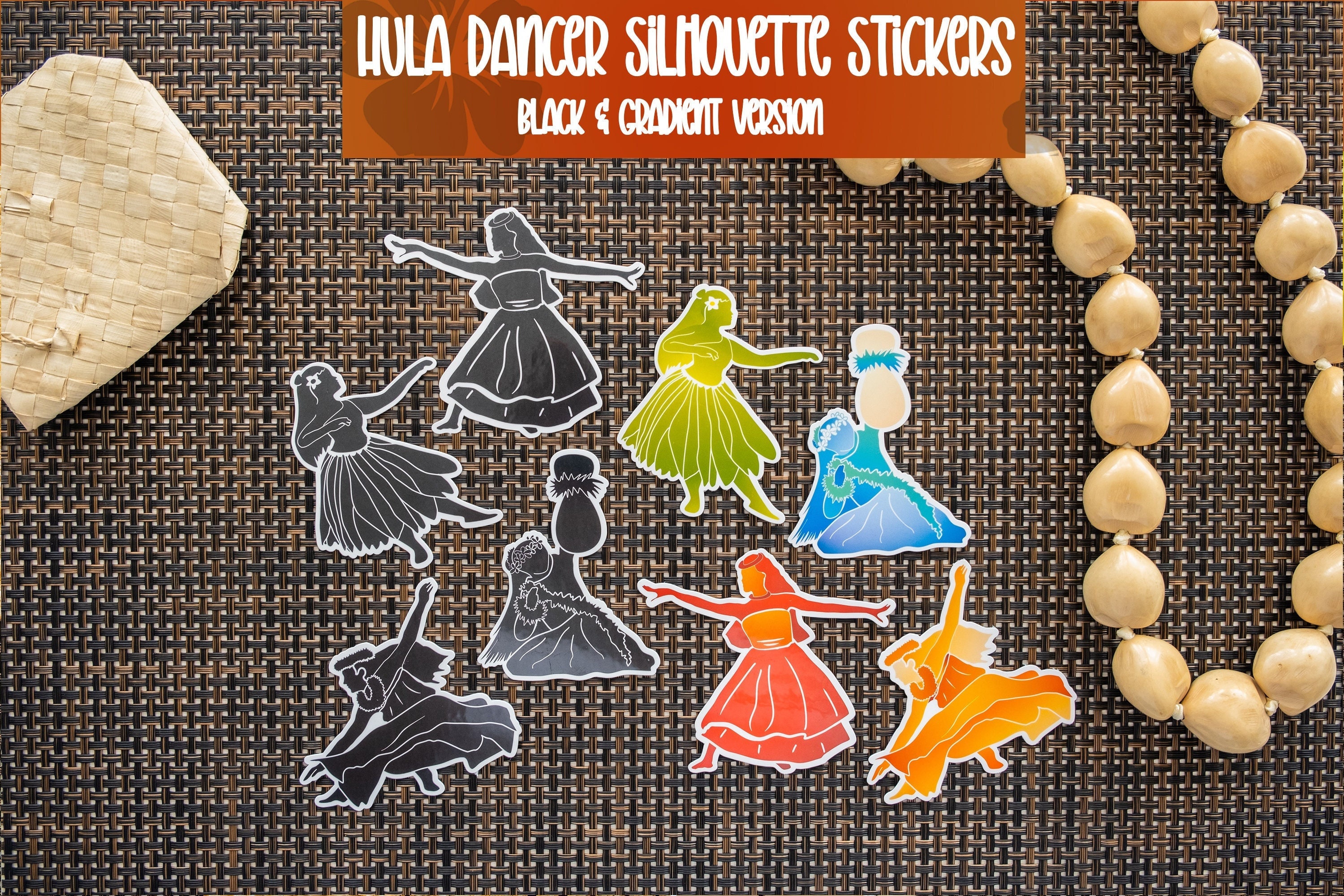 Hula Dancer Silhouette Stickers | Vinyl Stickers