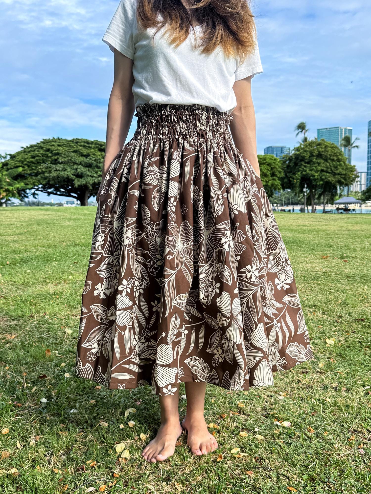 Handmade Hawaiian Hula Skirt: Hibiscus Tiare Pa'u Skirt - Made in