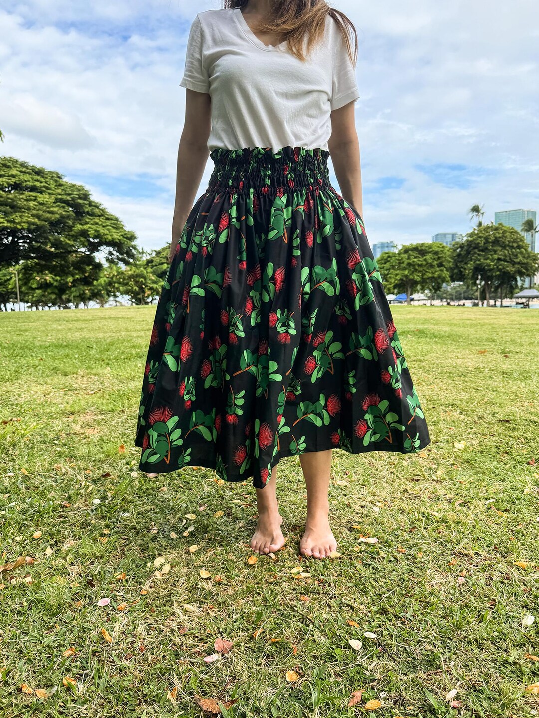 Handmade Hawaiian Hula Skirt: Ohia Lehua Pa'u Skirt - Made in