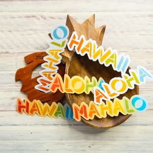 Hawaii Rainbow Words Vinyl Stickers (Set of 3 - 2 Styles)