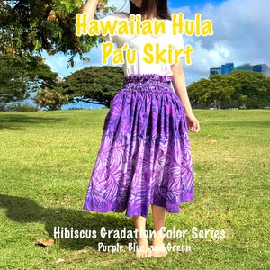 Hawaiian Hula Skirt/Pa&#39;u Skirt - Hibiscus Gradation Series (3 Color Options) - Made in Hawaii for Halau Hula Performances.