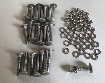 Hardwood Bench Slat Fixing Kit : 24 Stainless Steel Nuts Bolts Washers M6 and 3 different lengths