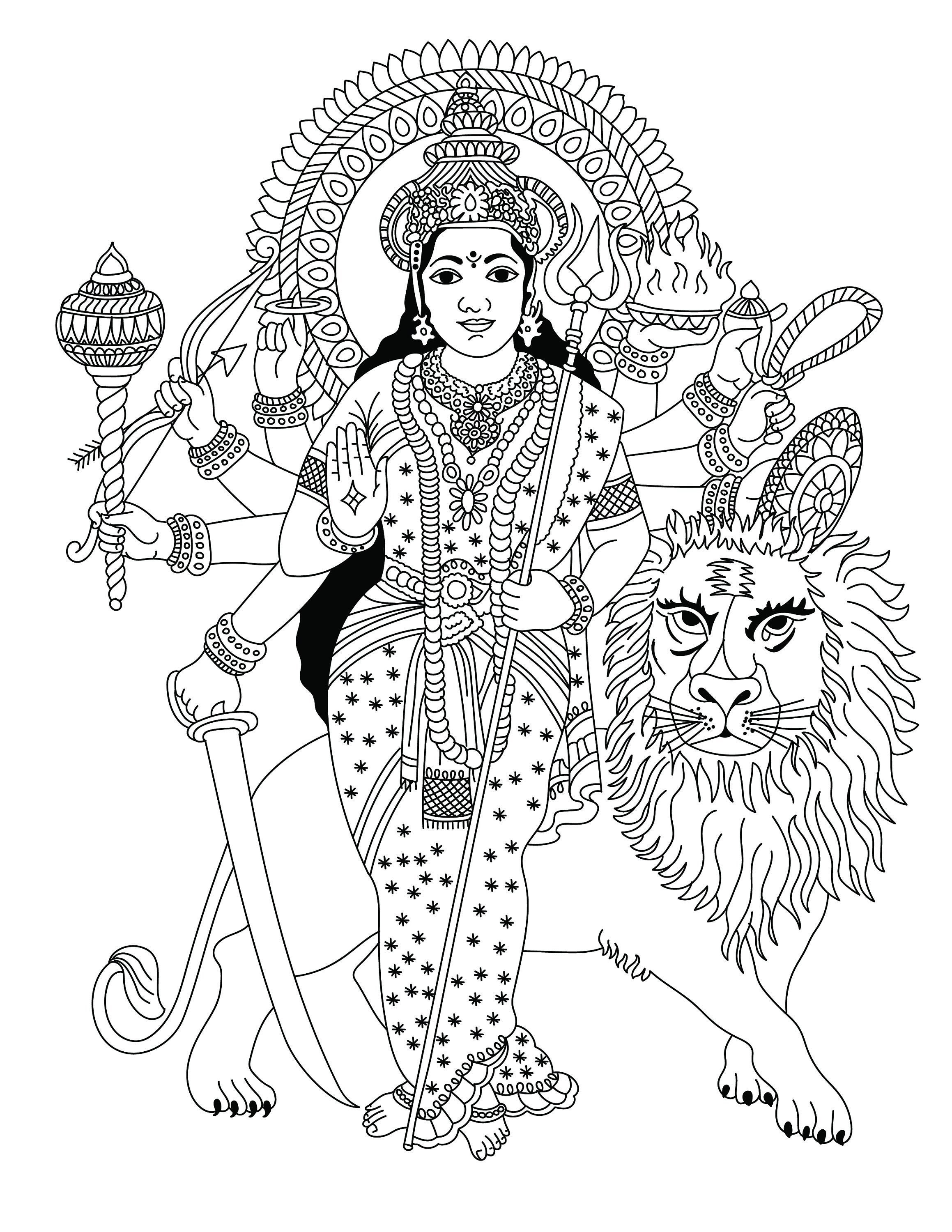 Dibujo de Durga para colorear - Etsy España