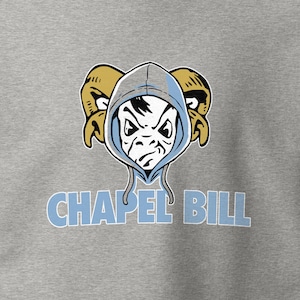 Chapel Bill Hoodie for North Carolina Football Fan Logo Parody Icon Emblem Carbon Gray Sweatshirt Adult Size S M L XL 2XL 3XL image 1
