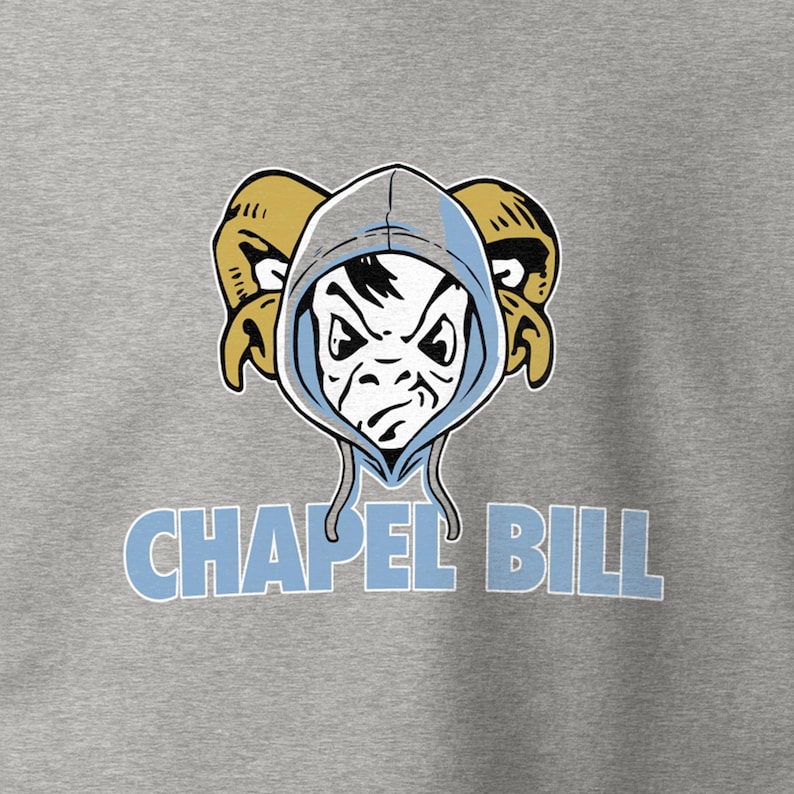 Chapel Bill Hoodie for North Carolina Football Fan Logo Parody Icon Emblem Carbon Gray Sweatshirt Adult Size S M L XL 2XL 3XL image 1