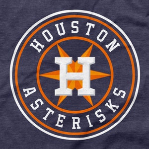 May include: A white and orange circular logo with the text "HOUSTON ASTROS" in a white circle with an orange outline. A white "H" is in the center of the logo with an orange star behind it.