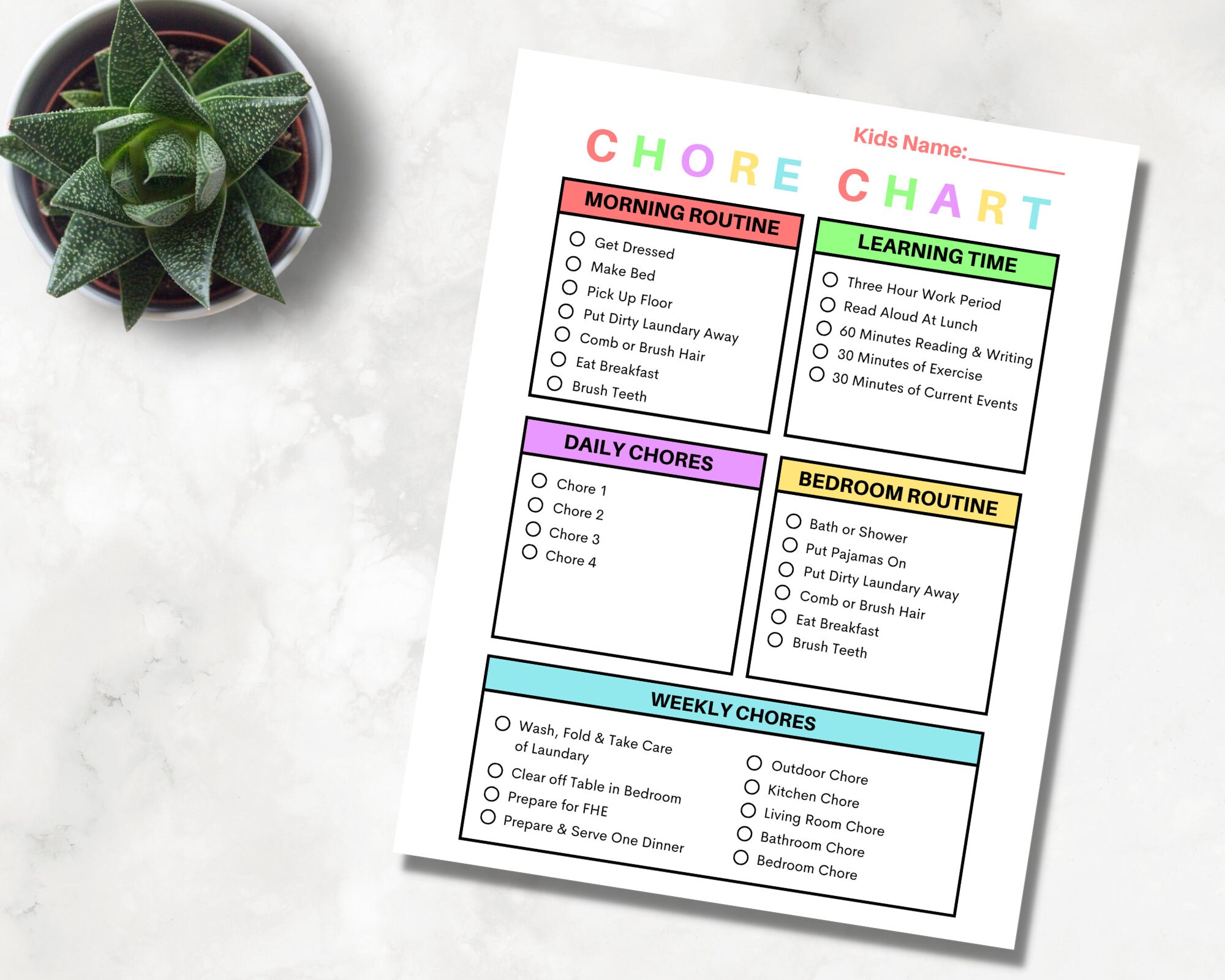 Kids Responsibility Checklist Printable Chores Checklist - Etsy