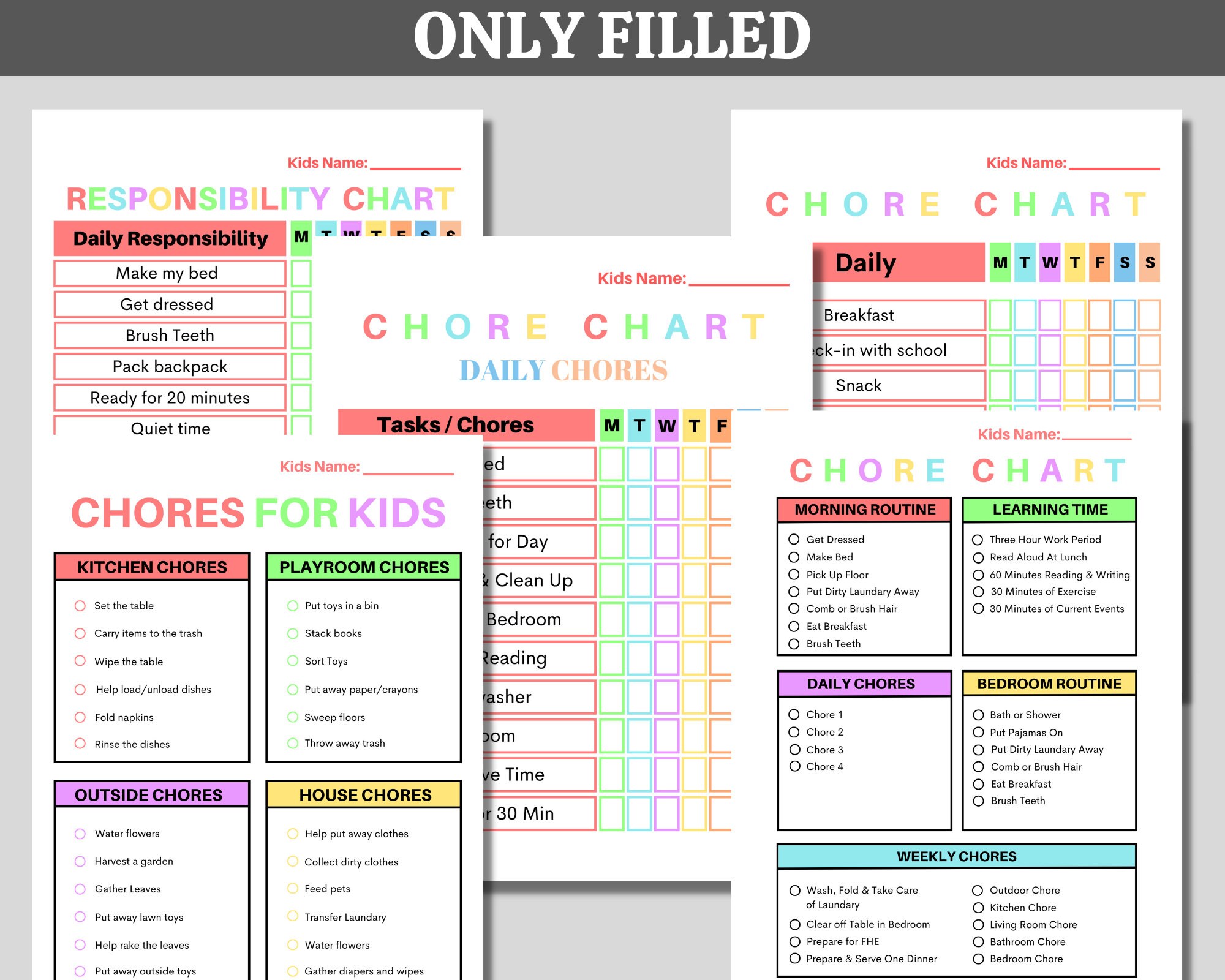 Kids Responsibility Checklist Printable Chores Checklist - Etsy