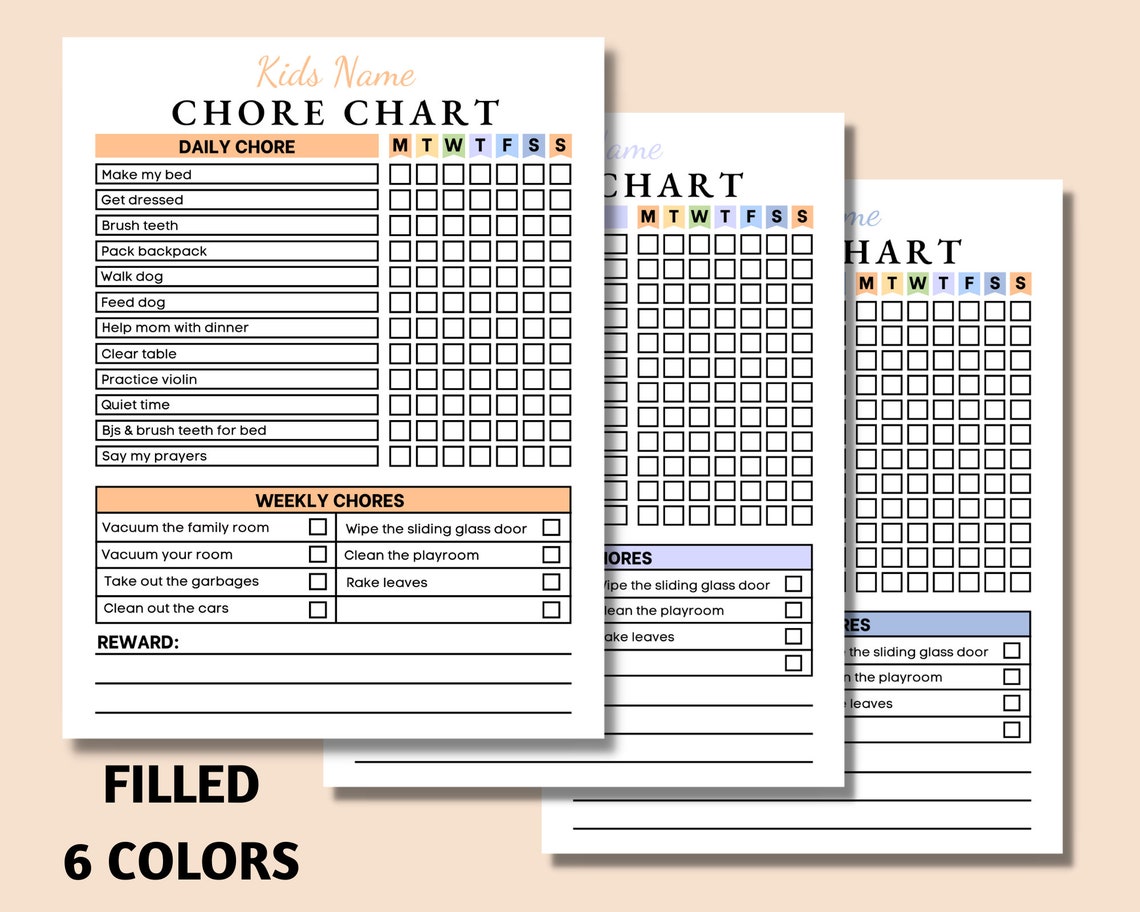 Kids Responsibility Checklist Printable Chores Checklist - Etsy