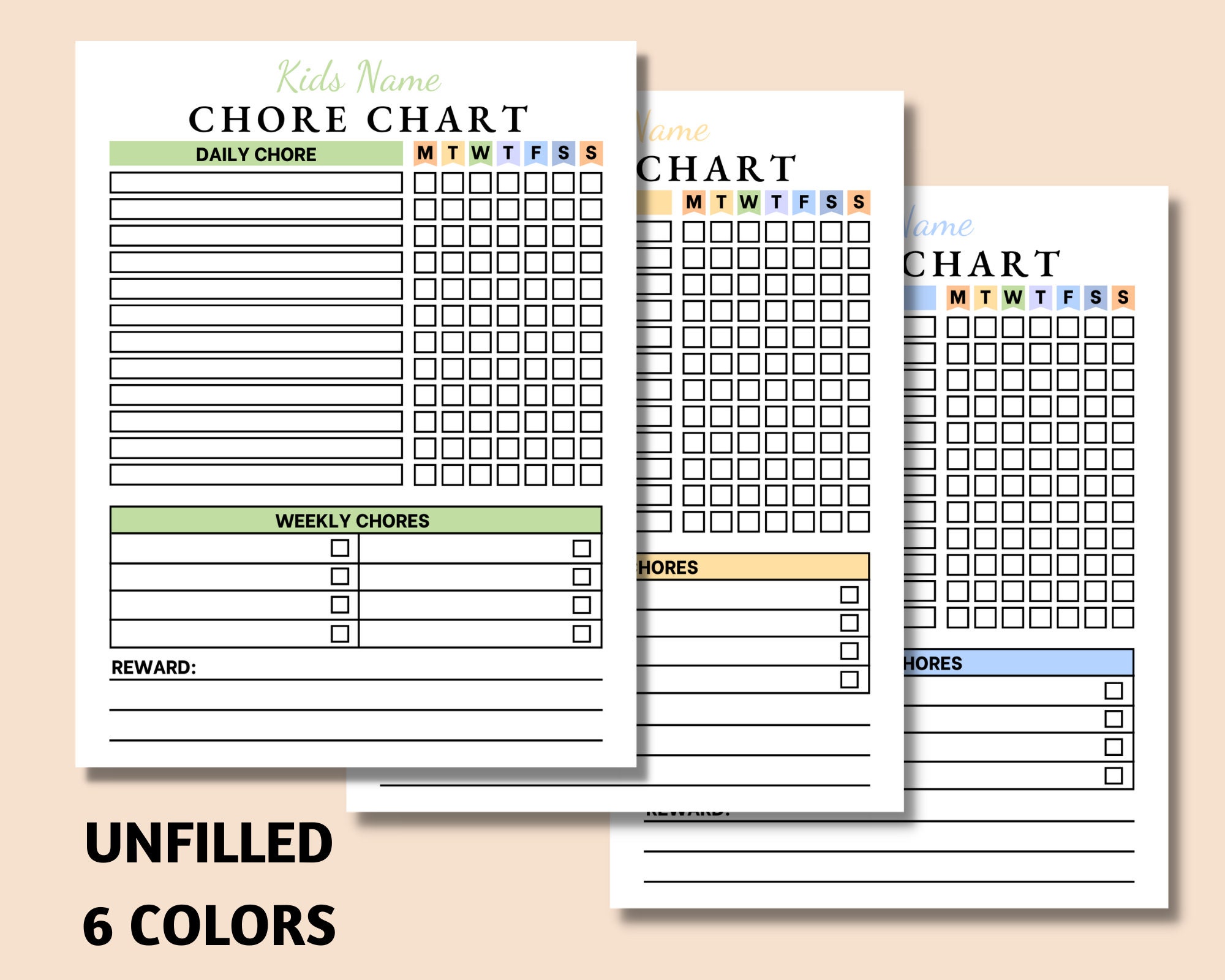 Kids Responsibility Checklist Printable Chores Checklist - Etsy Australia