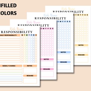 Kids Responsibility Checklist Printable Chores Checklist - Etsy