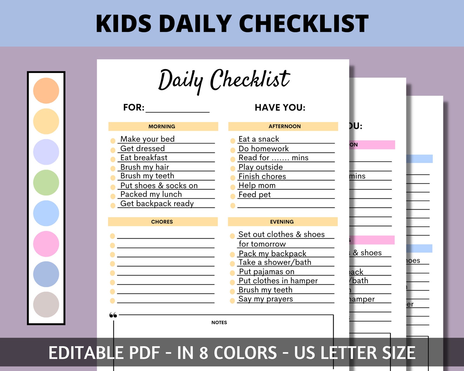 Kids Responsibility Checklist Printable Chores Checklist - Etsy