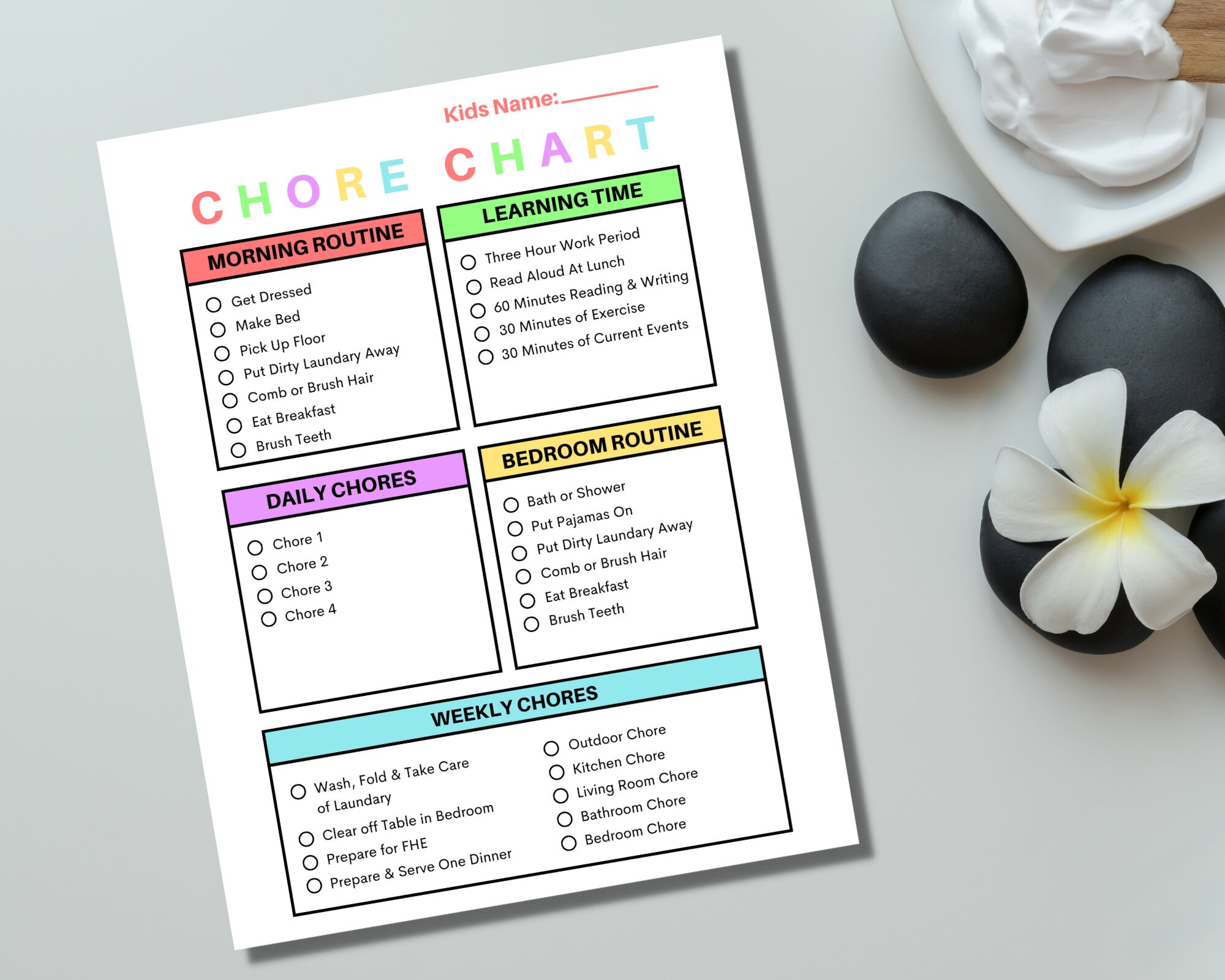 Kids Responsibility Checklist Printable Chores Checklist - Etsy