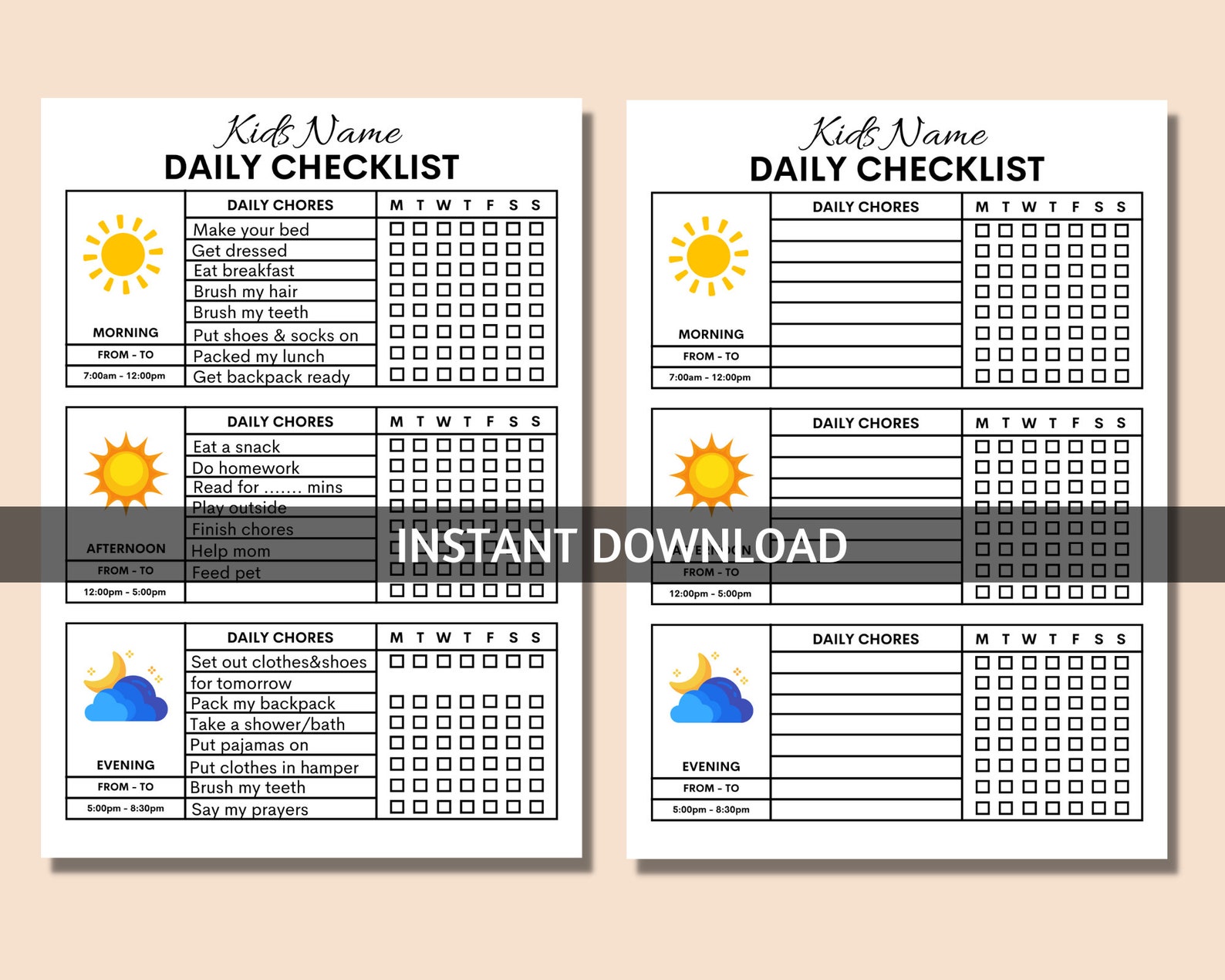 Kids Responsibility Checklist Printable Chores Checklist - Etsy