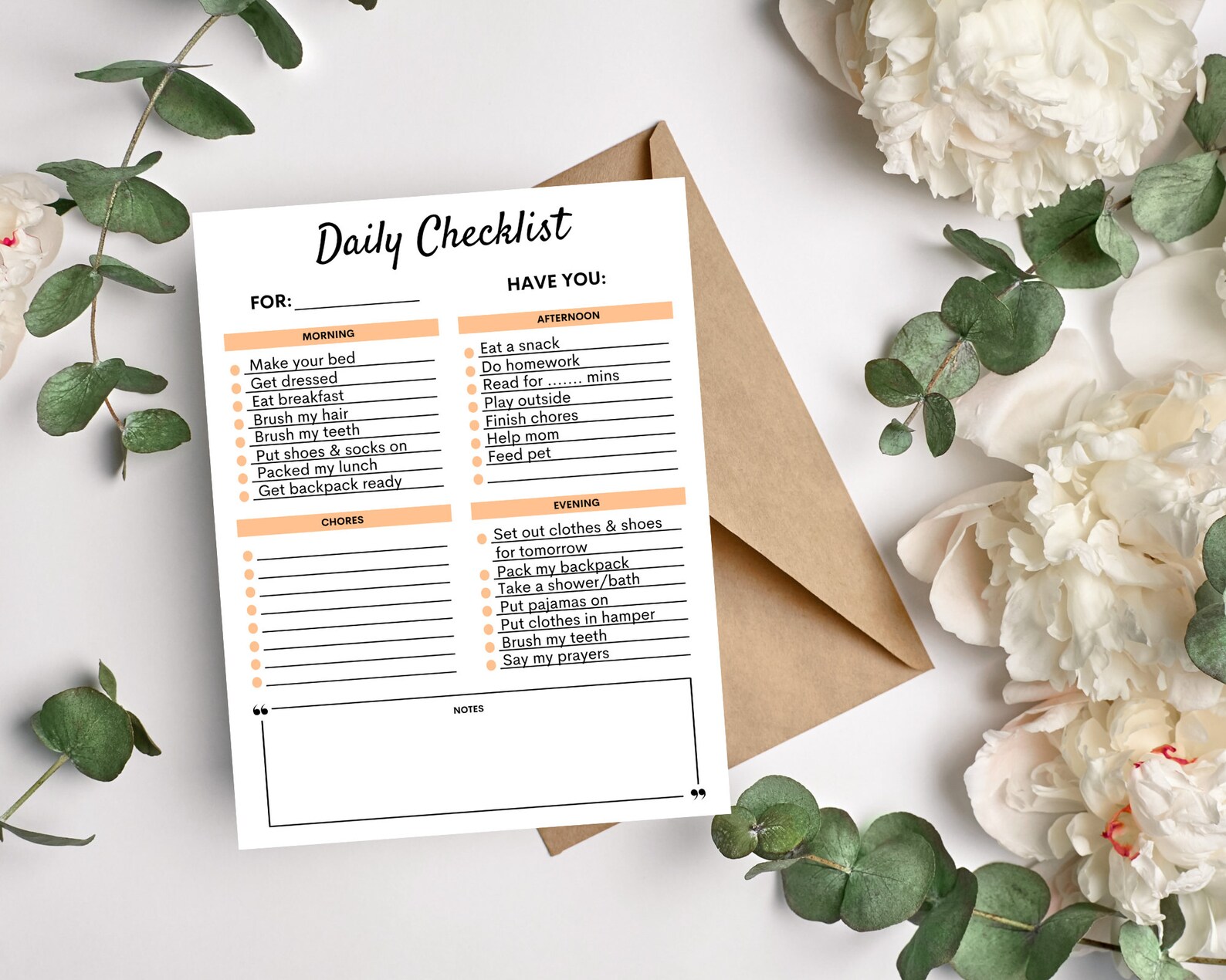 Kids Responsibility Checklist Printable Chores Checklist - Etsy