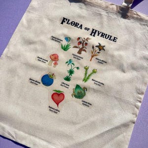 Flora of Hyrule Cotton Tote Bag: Zelda BOTW & TOTK Inspired