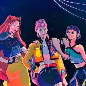 Kpop Demon Hunters Rumi Mira Zoey Fanart Print