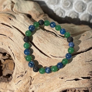 multi stone beaded bracelet. Aventurine, Lapis and lava