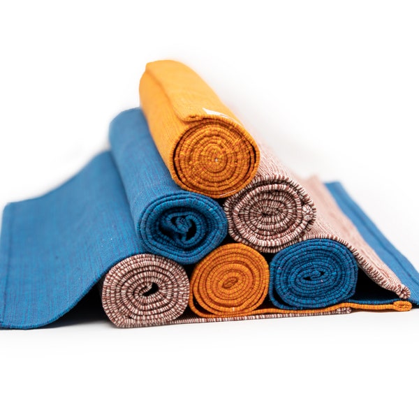 Tapis/tapis de yoga en coton bio - Respectueux de l'environnement, artisanal, lavable, meilleure adhérence.