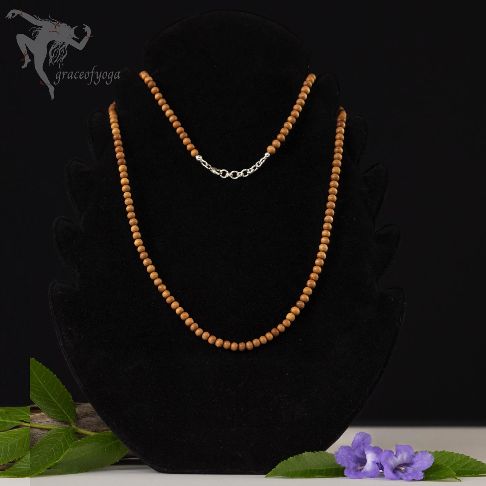 Sandalwood Mala 4mm Plain with Silver extension, Handmade Necklace, Hindu Buddhist Prayer Beads, Combo pack is available