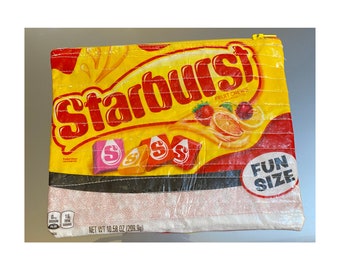 Starburst Zippered Pouch, Upcycled Candy Wrapper Pouch