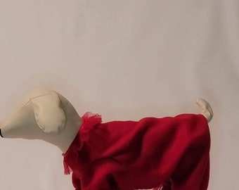 Fancy in Fleece | Fleece Dog Pajamas | Red Dog Onsie | Fleece Dog Jammie | Pet Clothing | Red Fleece Dog Clothing | Dog Apparel
