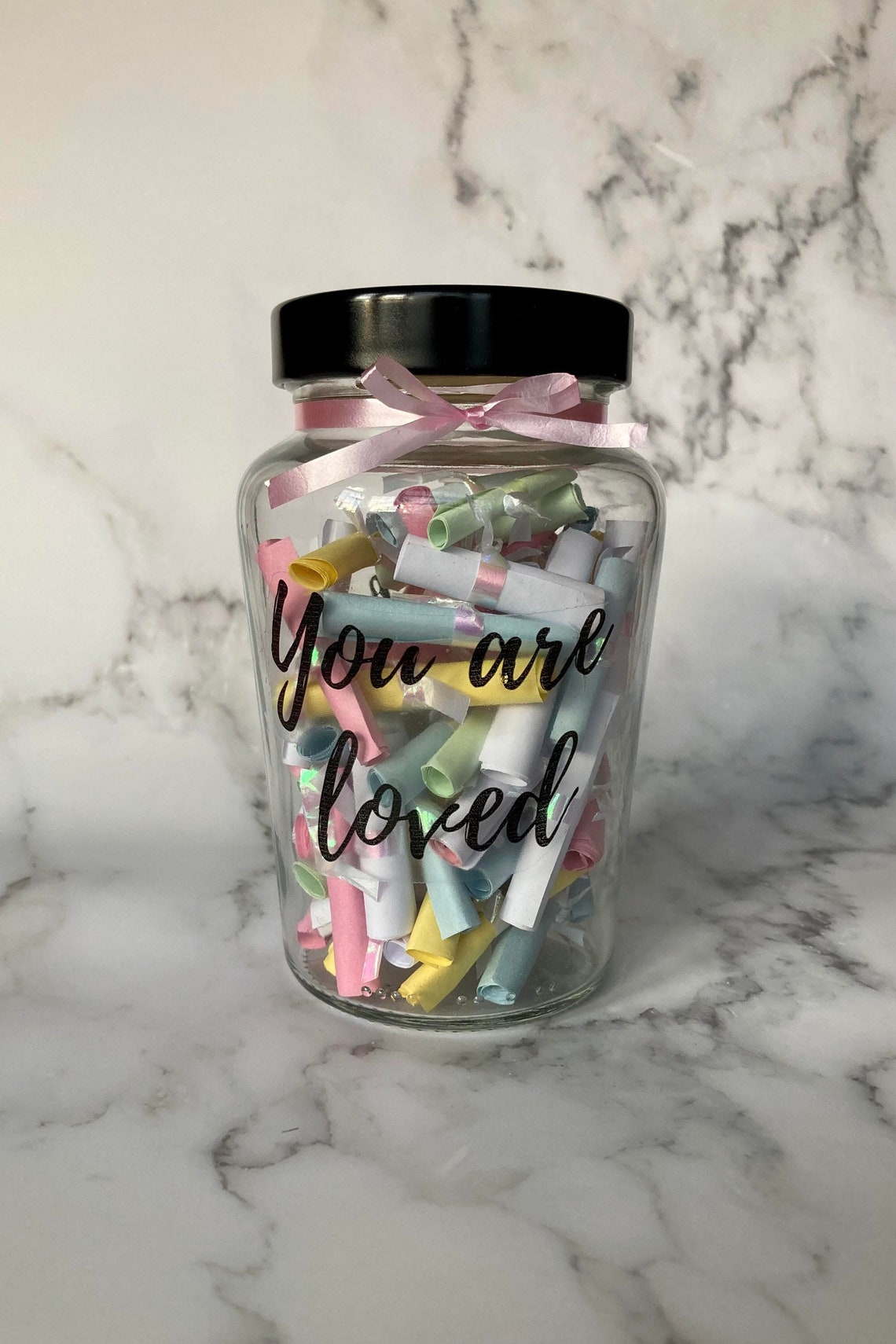 You Are Loved Gift Jar Positive Affirmations Positive Etsy