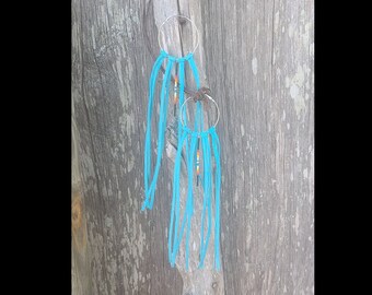 Turquoise fringe hoop earrings with serape pendant