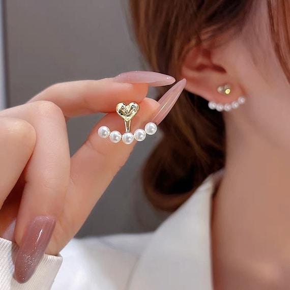 Delicate Heart and Pearl Earrings