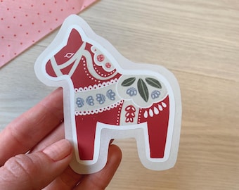 Vinylsticker Dalapferd wasserfest folklore Stil Weihnachten