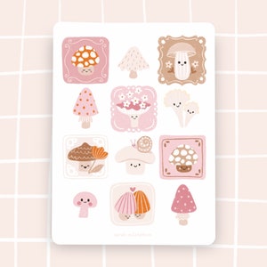 Sticker niedliche Pilze Herbst Aufkleber cottagecore