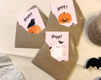Mini Karten Halloween Party niedlicher Geist Krähe Kürbis