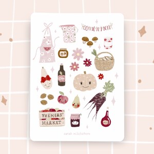 Stickersheet Kürbisse Herbst cottage core Landleben Garten Journal Bauernmarkt niedliches Gemüse