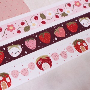 Washitape sticker set strawberries sticker paper adhesive strips