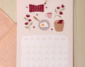 Kalender 2027 Wandkalender niedliche cottagecore Motive, Blumen, zum Aufhängen, plastikfrei