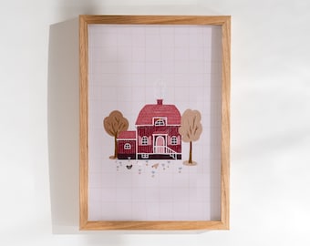 Poster House Sweden Scandinavia Art Print with Passepartout
