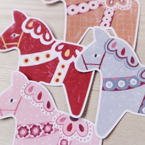 Aufkleber Dalapferde Schweden Sticker rot blau braun rosa Die Cut Decal matt