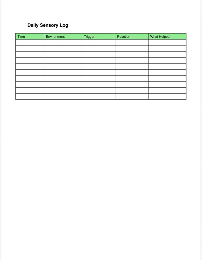 Autistic Log Sensory Autism Planner | Daily Routine Tracker | Printable Autism ...