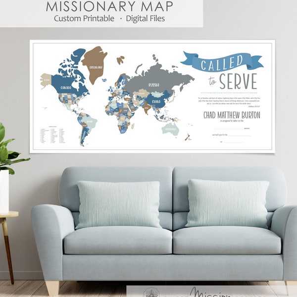 Mission Call Opening Map, Guessing Mission Assignment Locations, Customizable Mission Map, Printable Mission Map, Mission Call Decoration