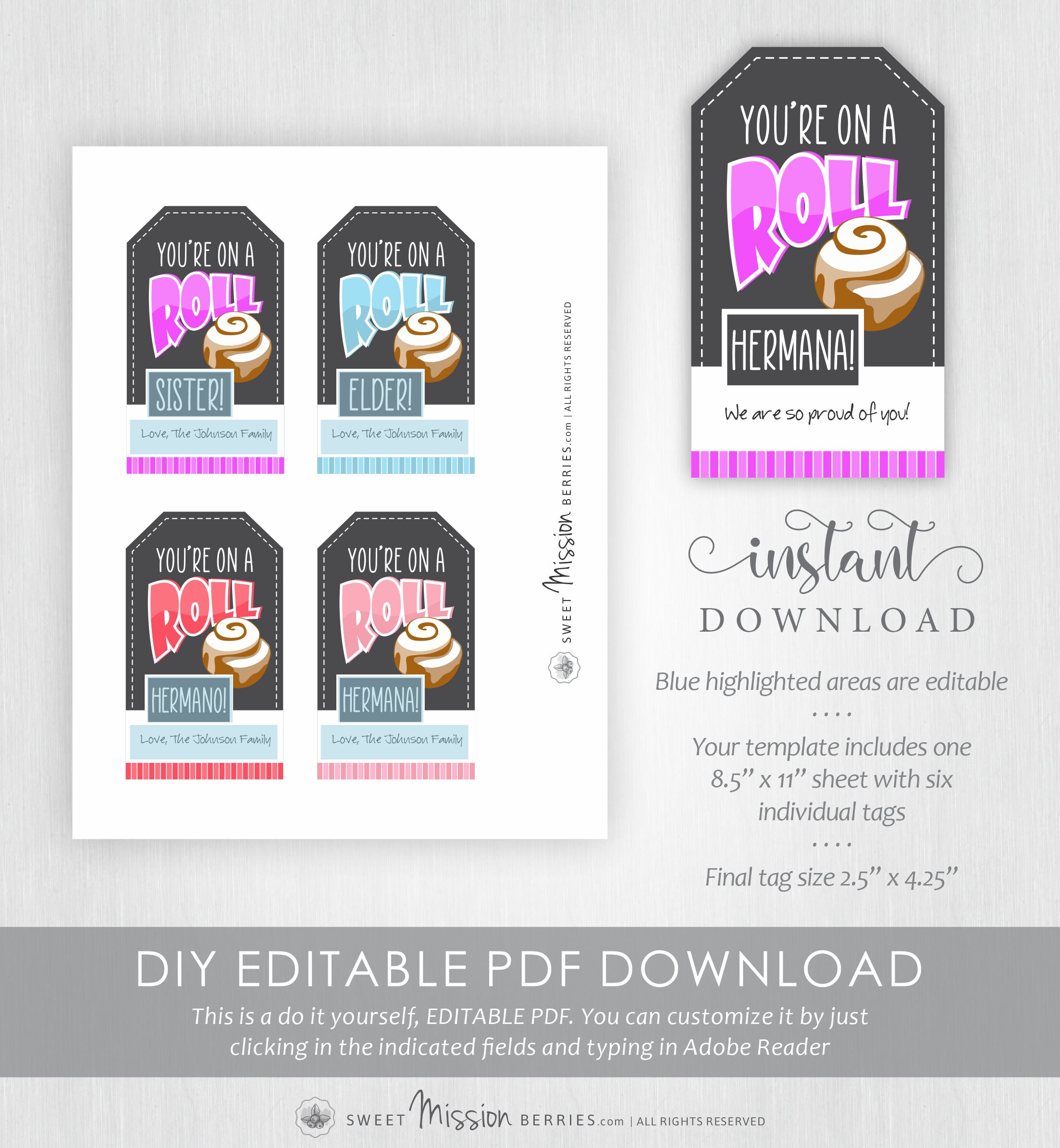 Missionary Gift Idea, Printable Missionary Gift Tag, on A Roll, Missionary Care Package, LDS ...