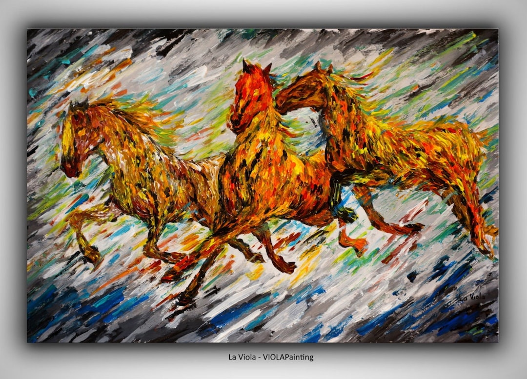 Horse Painting Original, Horse Wall Art Canvas, Horses Painting on Canvas, Large Horse Canvas
