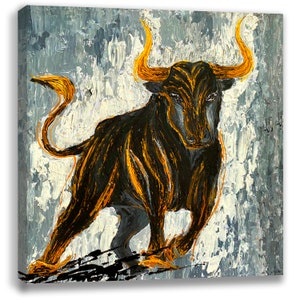 Bull Print Painting, Bull Bear Painting Wall Street Poster, Bull Bear Poster, Bull Wall Art Print, Bull and Bear Stock Exchange Artwork