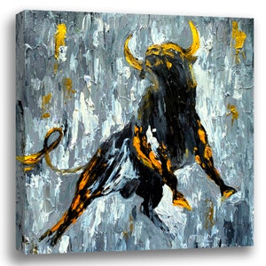 Bull Print Painting, Bull Bear Painting Wall Street Poster, Bull Bear Poster, Bull Wall Art Print, Bull and Bear Stock Exchange Artwork