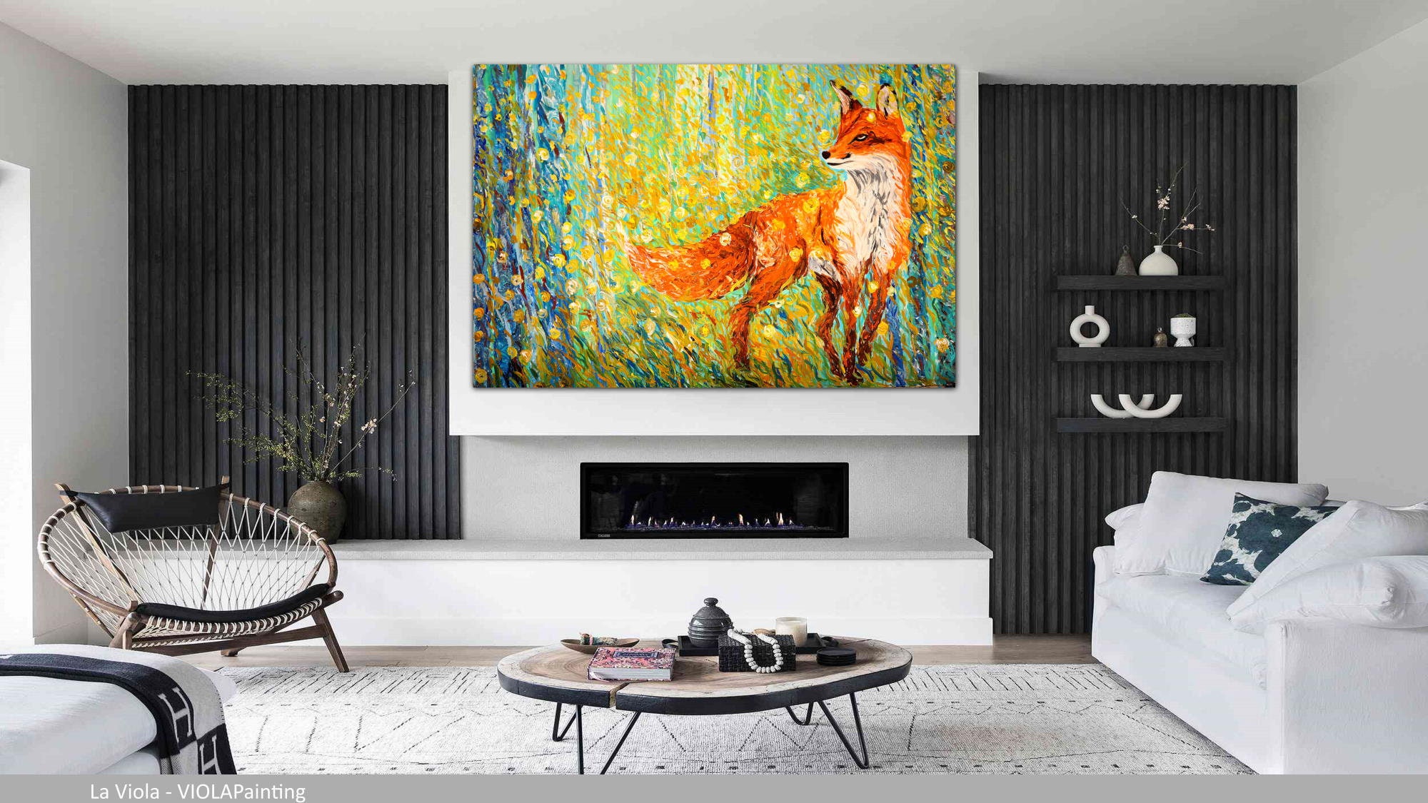 Fox Painting Original, Fox Painting Modern Art Moving Room Decor ...