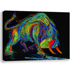 Bull Print Painting, Bull Bear Painting Wall Street Poster, Bull Bear Poster, Bull Wall Art Print, Bull and Bear Stock Exchange Artwork